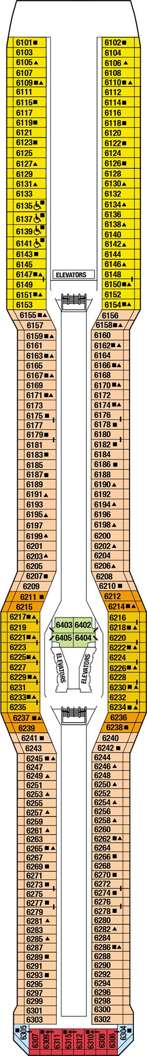 Celebrity Solstice Deck 6 - Continental Deck deck plan