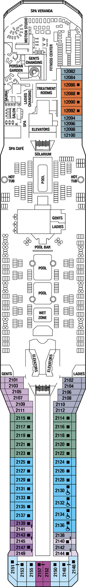 Celebrity Solstice Deck 12 - Resort Deck deck plan