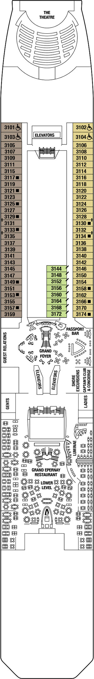 Celebrity Solstice Deck 3 - Plaza Deck deck plan