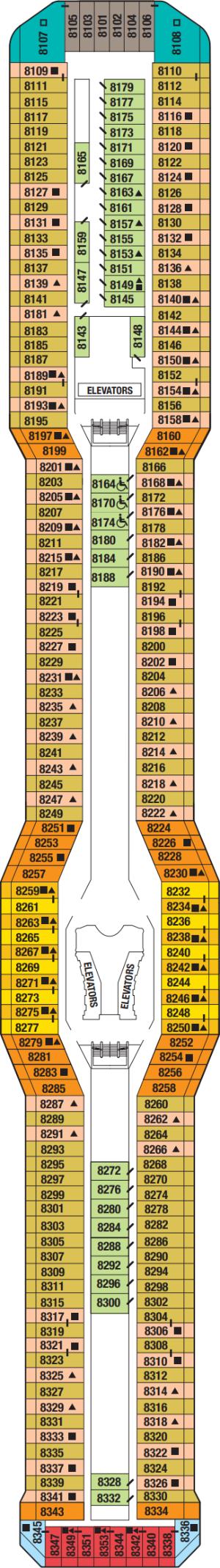 Celebrity Eclipse Deck 8 - Vista Deck deck plan