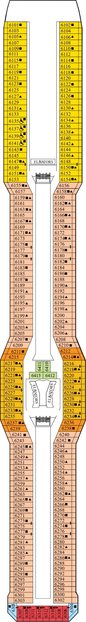 Celebrity Eclipse Deck 6 - Continental Deck deck plan