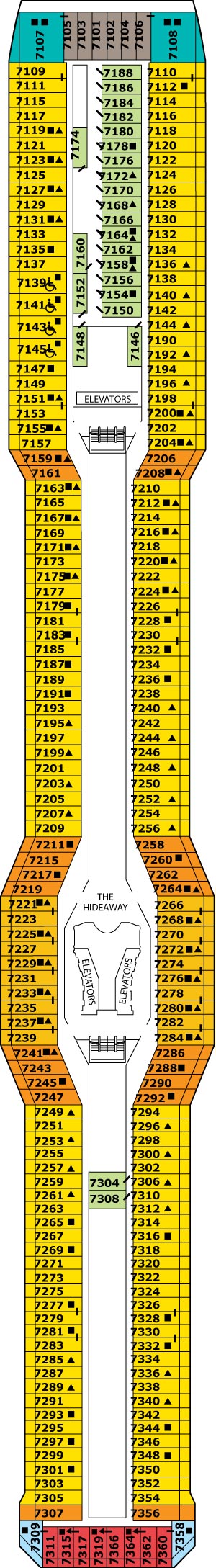 Celebrity Silhouette Deck 7 - Sunrise Deck deck plan