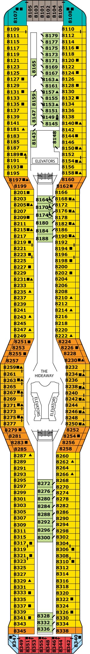 Celebrity Silhouette Deck 8 - Vista Deck deck plan