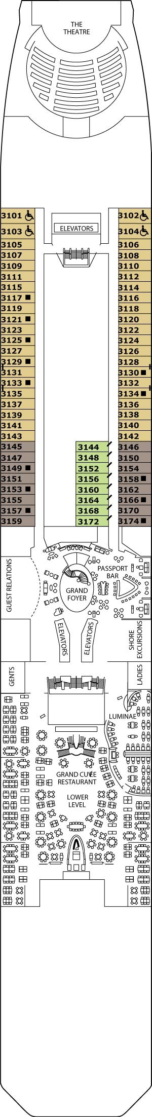 Celebrity Silhouette Deck 3 - Plaza Deck deck plan