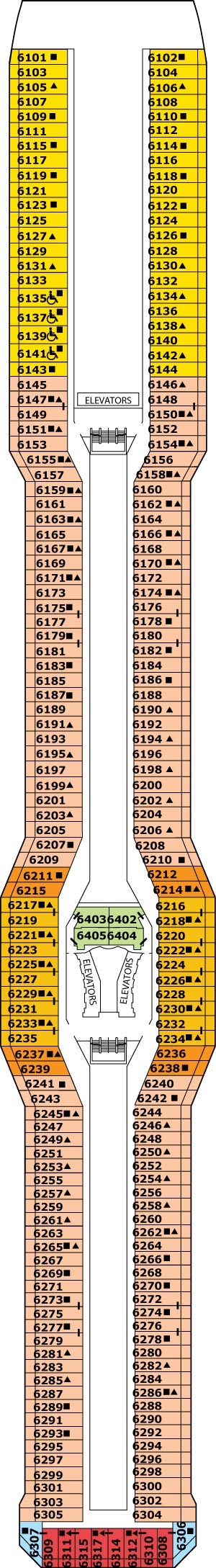 Celebrity Silhouette Deck 6 - Continental Deck deck plan