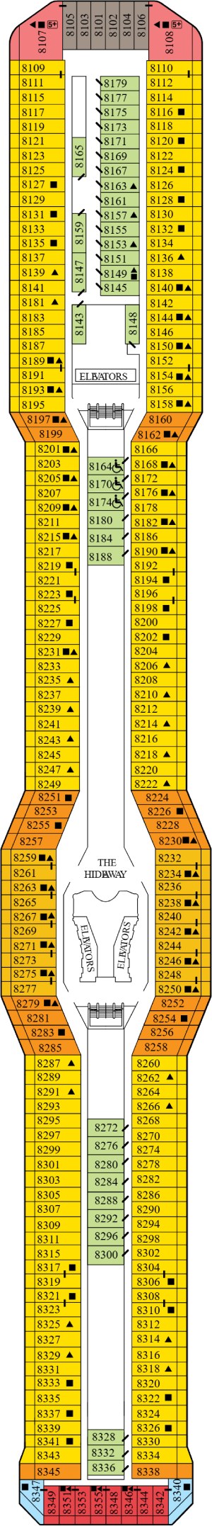 Celebrity Reflection Deck 8 - Vista Deck deck plan