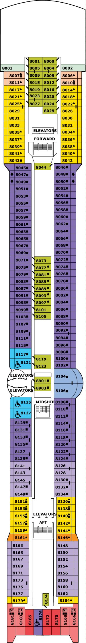 Celebrity Millennium Deck 8 - Panorama Deck deck plan
