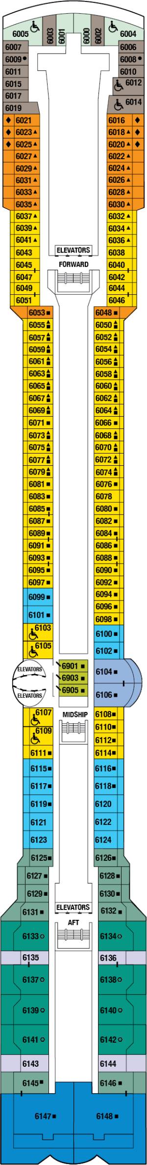 Celebrity Millennium Deck 6 - Penthouse Deck deck plan