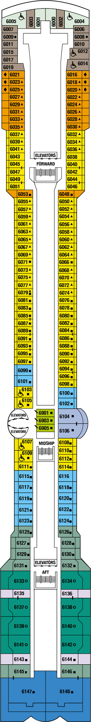 Celebrity Summit Deck 6 - Penthouse Deck deck plan