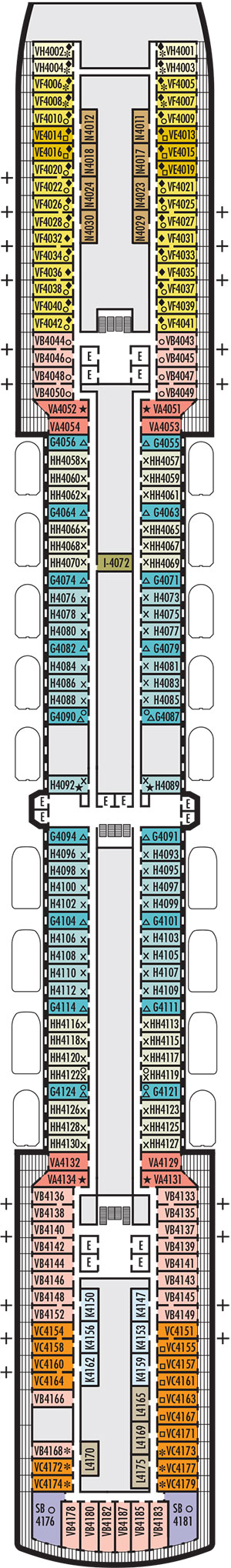 Eurodam Deck 4 - Upper Prom Deck deck plan