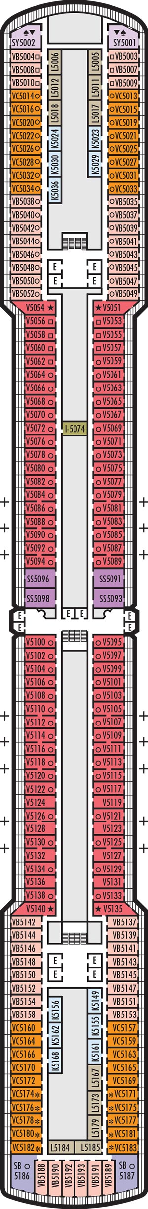 Eurodam Deck 5 - Verandah Deck deck plan