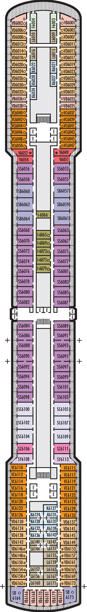 Eurodam Deck 6 - Upper Veranda Deck deck plan