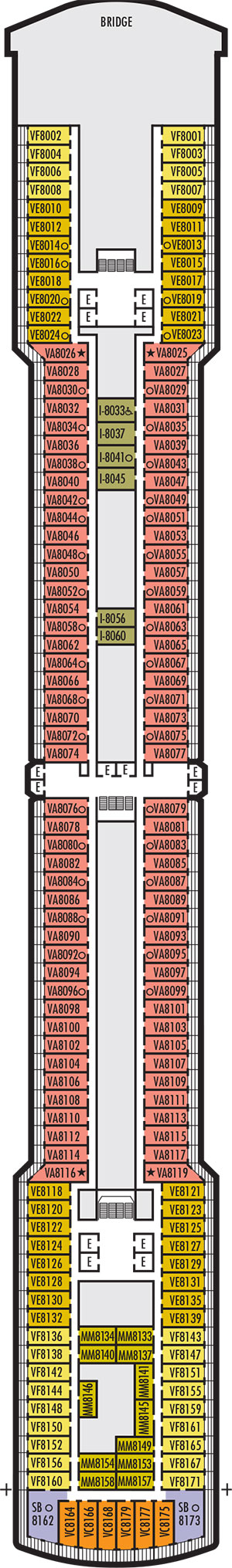 Eurodam Deck 8 - Navigation Deck deck plan