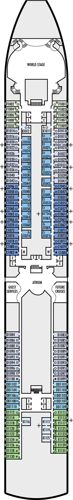 Eurodam Deck 1 - Main Deck deck plan