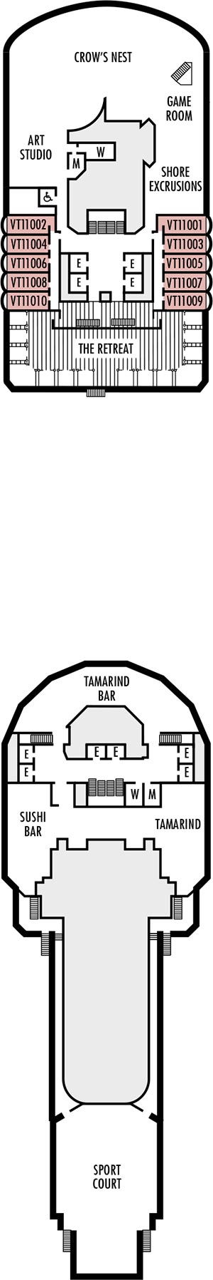 Eurodam Deck 11 - Observation Deck deck plan