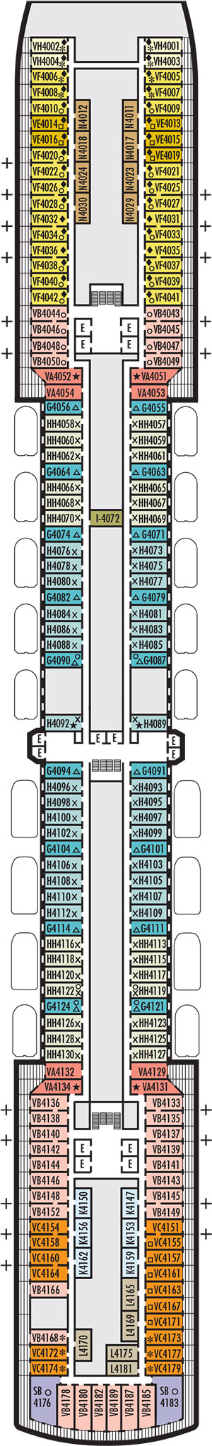 Nieuw Amsterdam Deck 4 - Upper Prom Deck deck plan