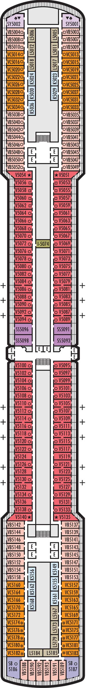 Nieuw Amsterdam Deck 5 - Verandah Deck deck plan
