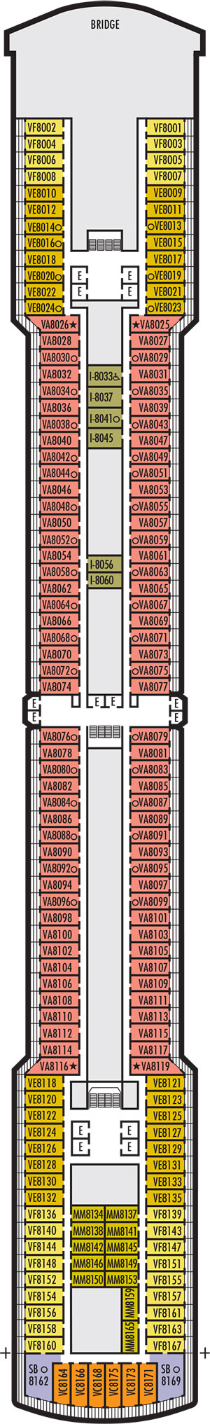 Nieuw Amsterdam Deck 8 - Navigation Deck deck plan