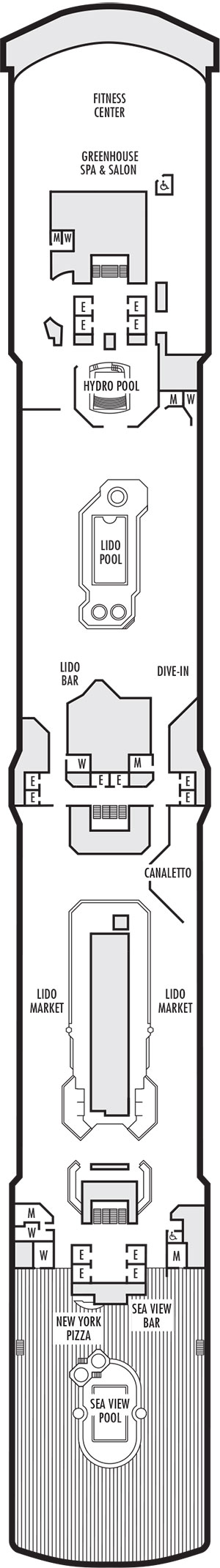 Nieuw Amsterdam Deck 9 - Lido Deck deck plan