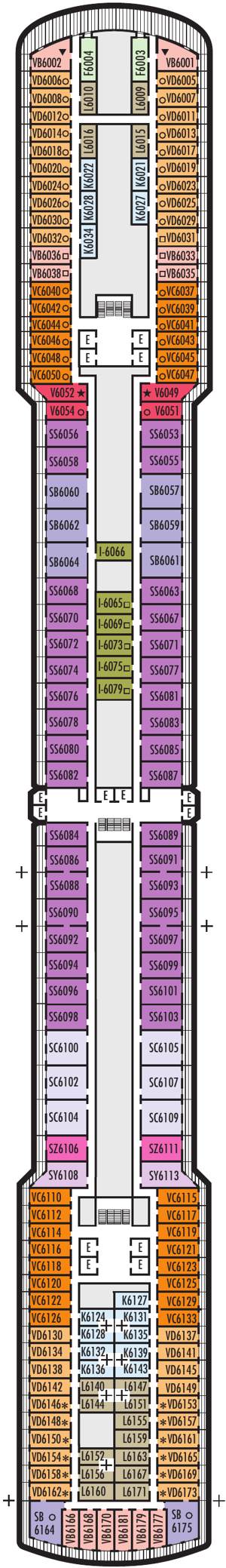 Nieuw Amsterdam Deck 6 - Up Veranda Deck deck plan