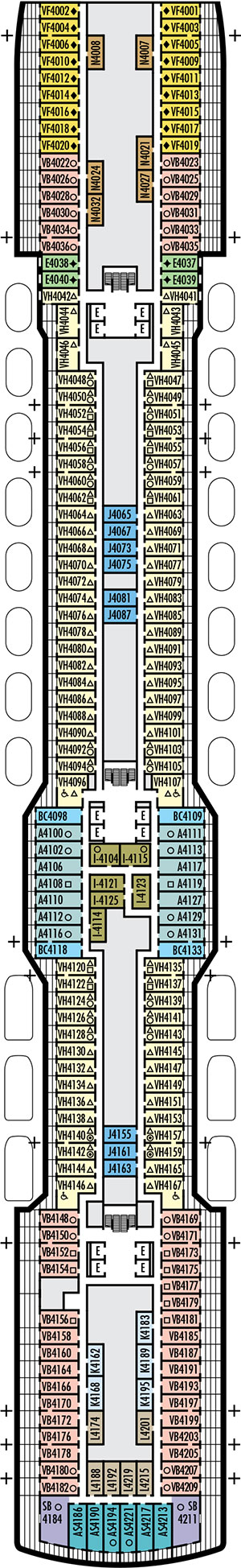 Koningsdam Deck 4 - Beethoven Deck deck plan