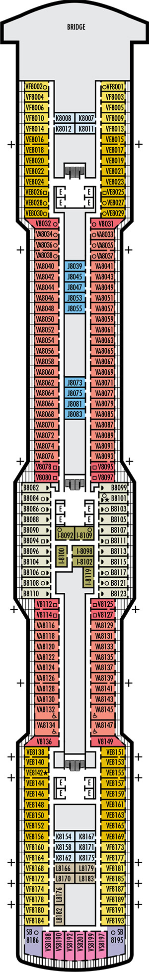 Koningsdam Deck 8 - Navigation Deck deck plan