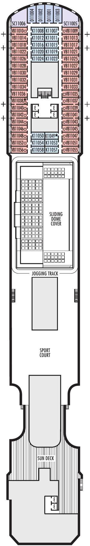 Koningsdam Deck 11 - Sun Deck deck plan