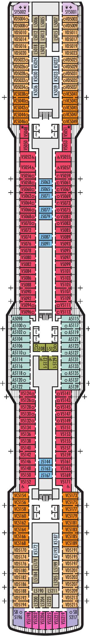 Koningsdam Deck 5 - Gershwin Deck deck plan