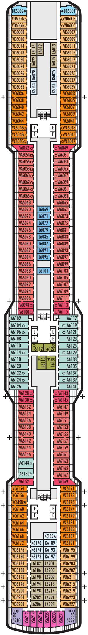 Nieuw Statendam Deck 6 deck plan