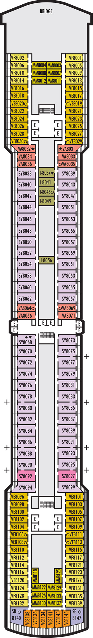 Noordam Deck 8 - Navigation Deck deck plan