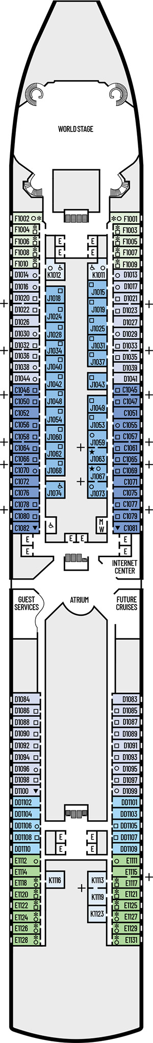 Noordam Deck 1 - Main Deck deck plan