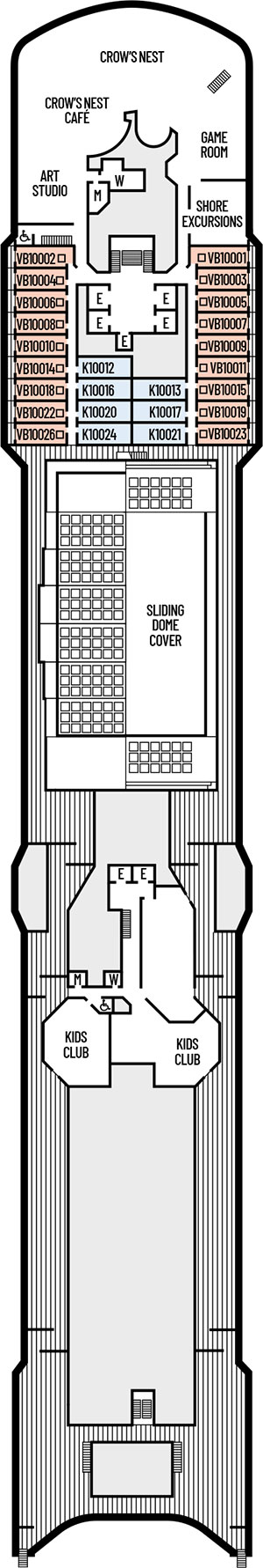 Noordam Deck 10 - Observation Deck deck plan