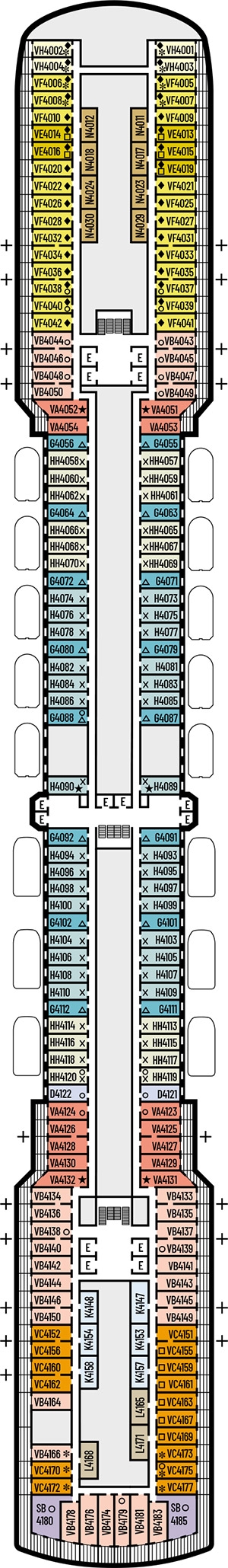 Noordam Deck 4 - Upper Prom Deck deck plan