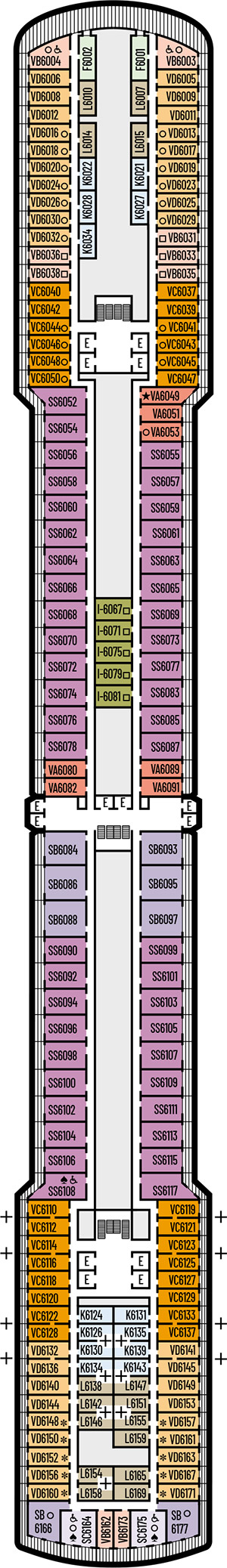 Noordam Deck 6 - Up Veranda Deck deck plan