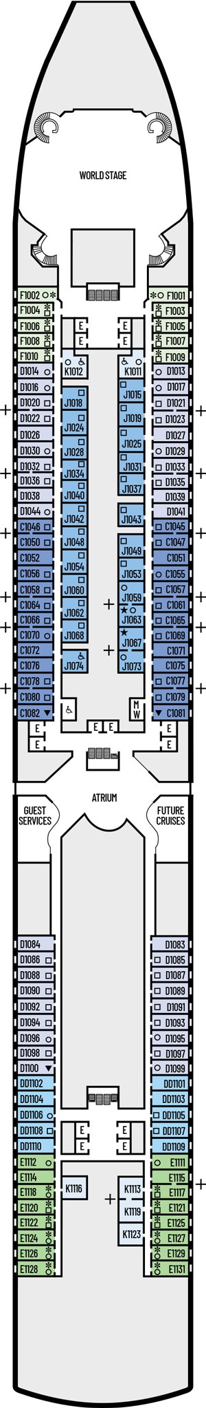 Oosterdam Deck 1 - Main Deck deck plan