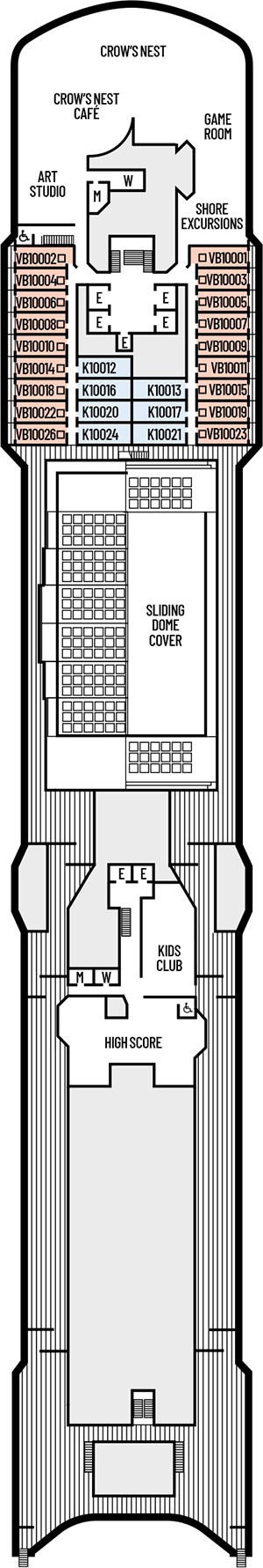 Oosterdam Deck 10 - Observation Deck deck plan