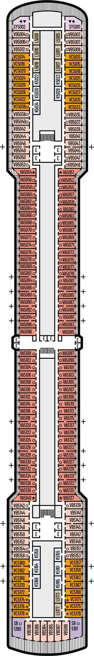 Oosterdam Deck 5 - Verandah Deck deck plan