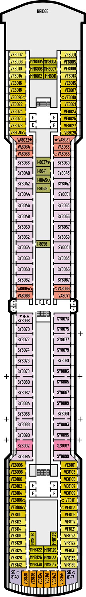 Oosterdam Deck 8 - Navigation Deck deck plan