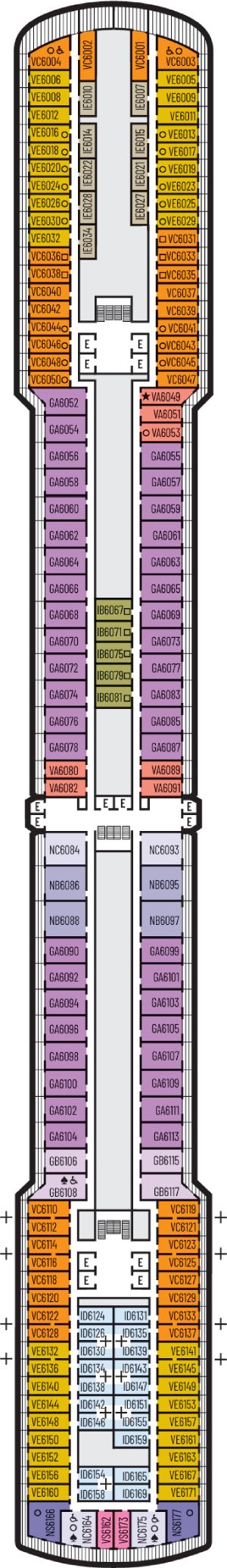 Oosterdam Deck 6 - Up Veranda Deck deck plan