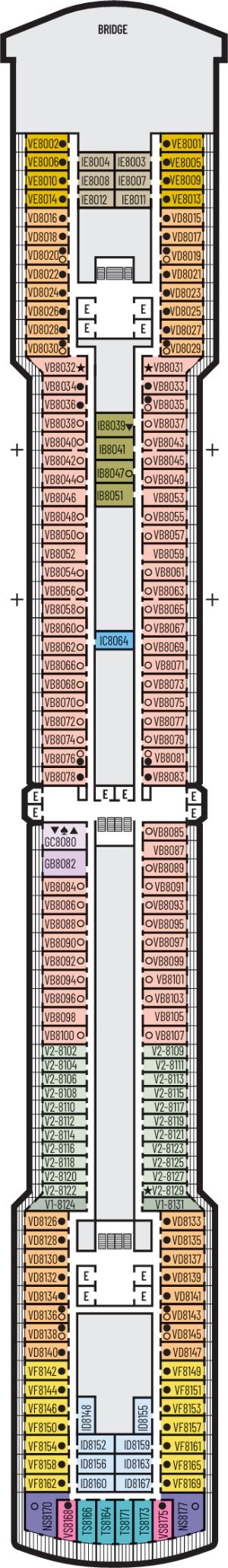 Oosterdam Deck 8 - Navigation Deck deck plan