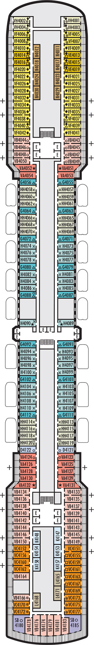 Oosterdam Deck 4 - Upper Prom Deck deck plan