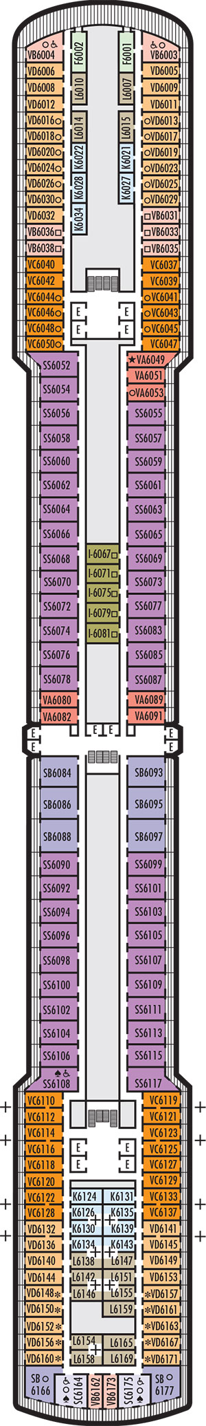 Oosterdam Deck 6 - Up Veranda Deck deck plan
