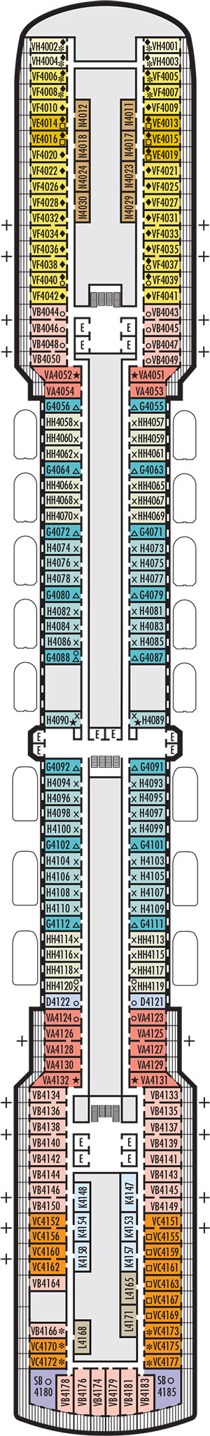 Westerdam Deck 4 - Upper Prom Deck deck plan