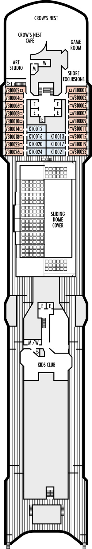 Westerdam Deck 10 - Observation Deck deck plan