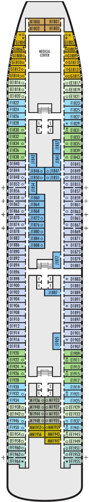 Zaandam Deck 1 - Dolphin Deck deck plan