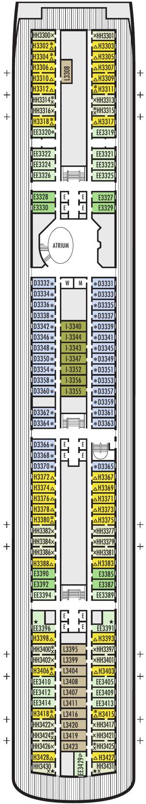 Zaandam Deck 3 - Lower Prom Deck deck plan