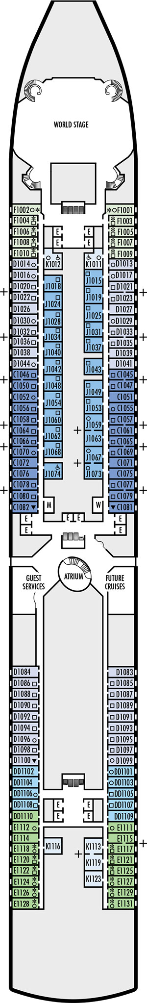 Zuiderdam Deck 1 - Main Deck deck plan