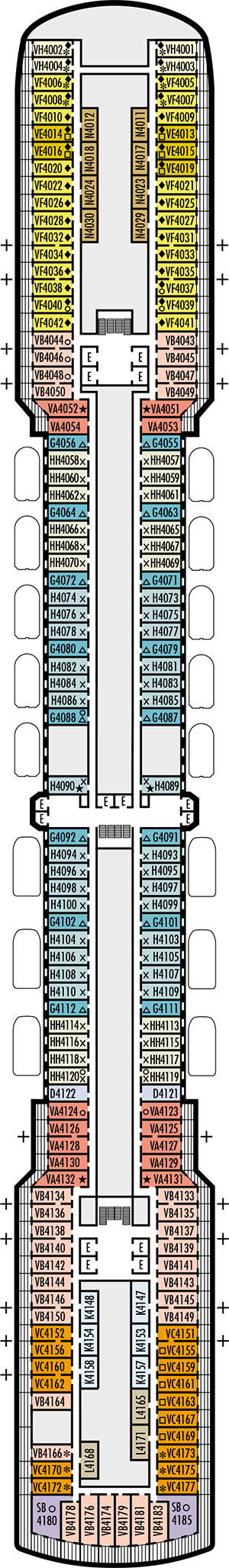 Zuiderdam Deck 4 - Upper Prom Deck deck plan
