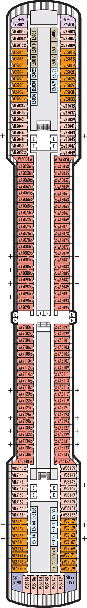 Zuiderdam Deck 5 - Verandah Deck deck plan