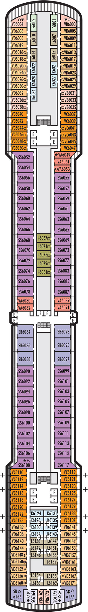 Zuiderdam Deck 6 - Up Veranda Deck deck plan